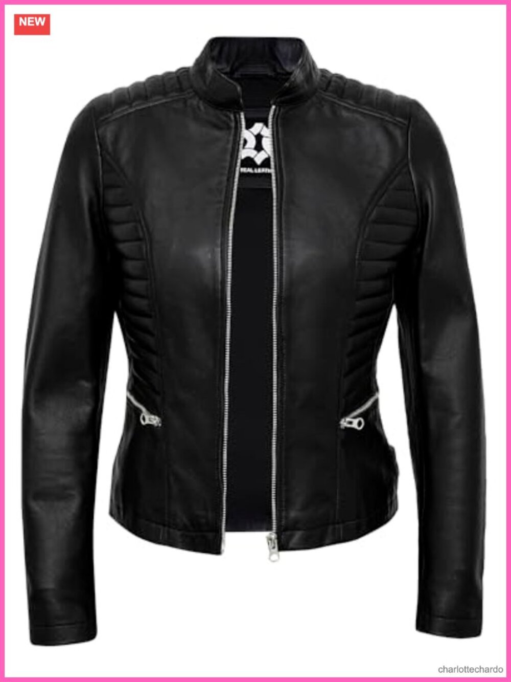 Quilted Lambskin Leather Cafe Racer Motorcycle Moto Jacket Women